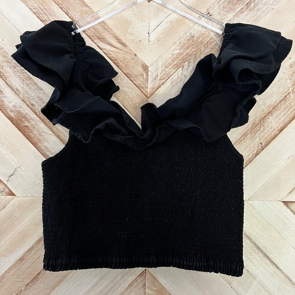 Anthropologie Maeve Flutter Smocked Cropped Top Women’s Size 10 - Picture 4 of 7